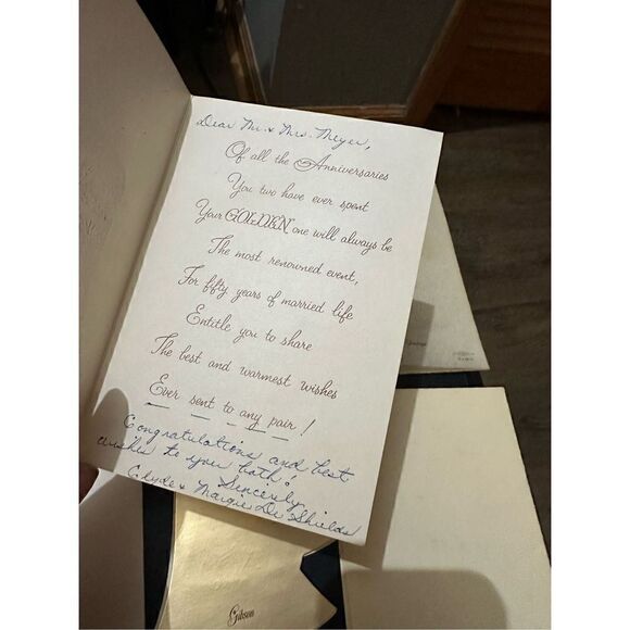 Vintage 1960s Greeting Card 50th Gold Wedding Anniversary Lot 5 Hallmark Gibson - Picture 8 of 11